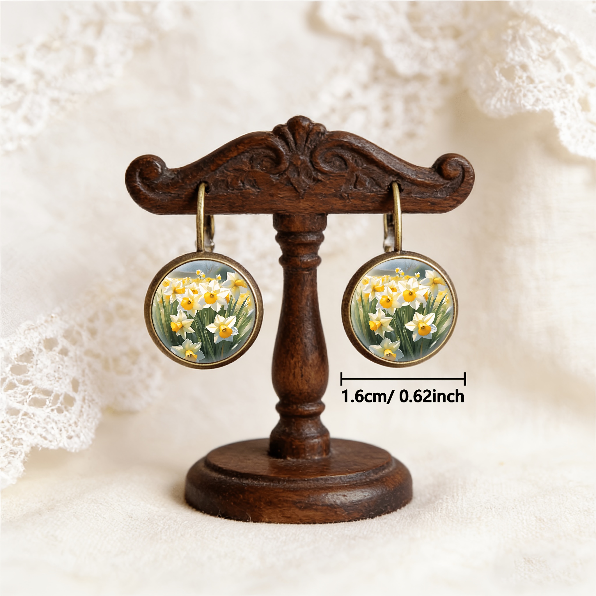 2pcs Cyan Round Classical Earrings Set with Ear Hooks